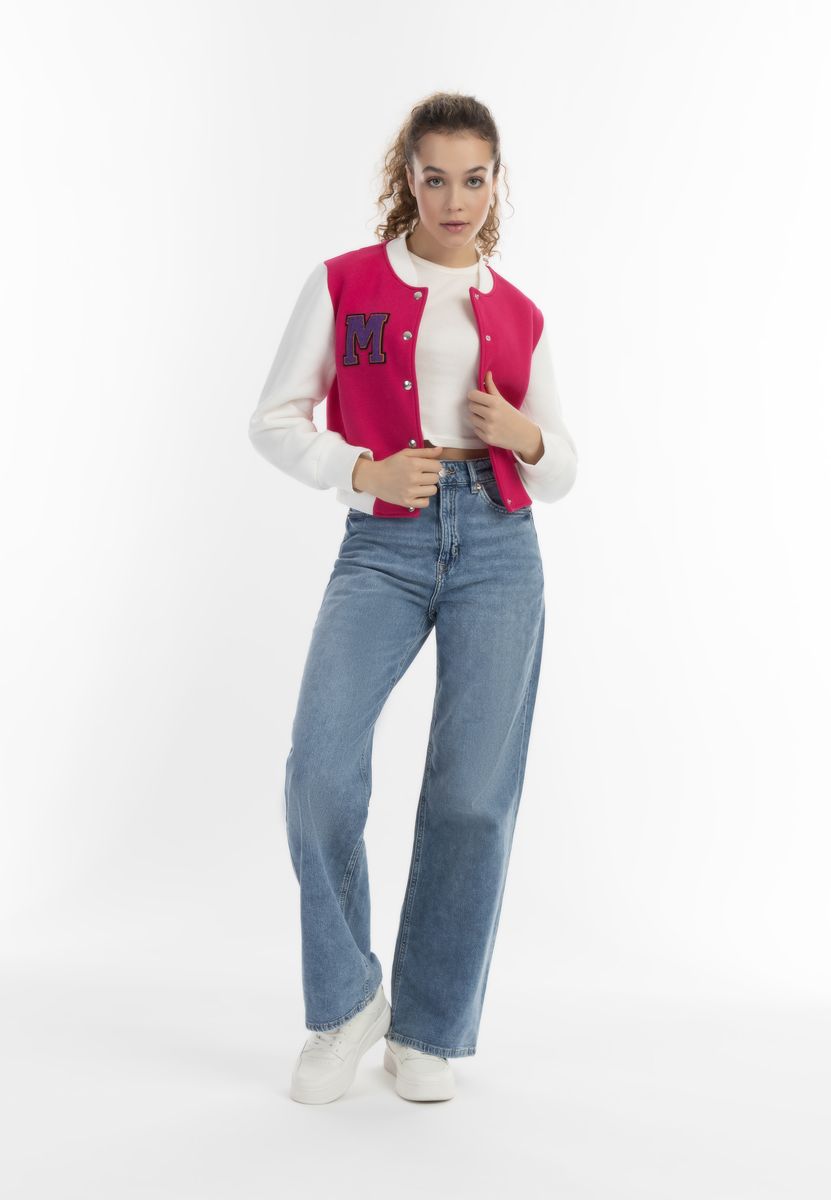 Lebendige Sweatshirt-Jacke im Varsity-Look