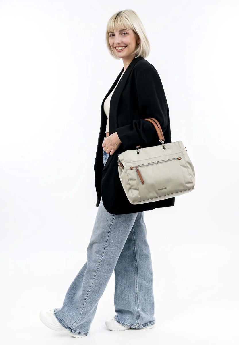 Vielseitiger Nylon-Shopper mit Kontrastbesatz