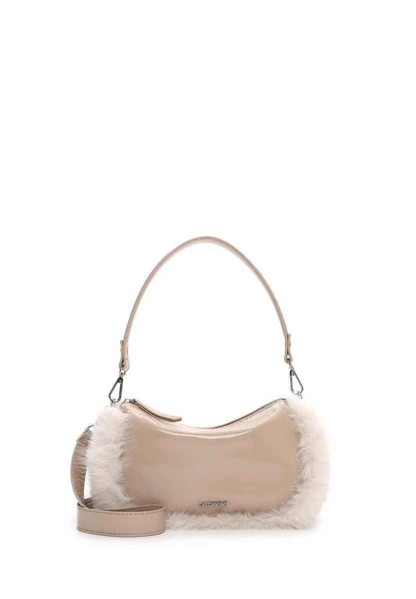 Schicke Schultertasche mit Kunstfellbesatz