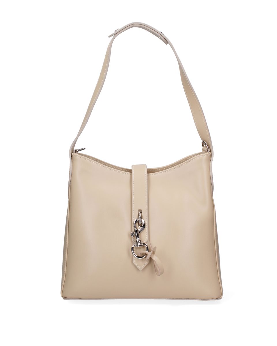 Elegante Leder-Schultertasche mit Karabinerverschluss