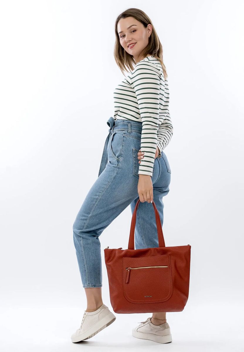 Geräumiger Shopper in genarbter Lederoptik