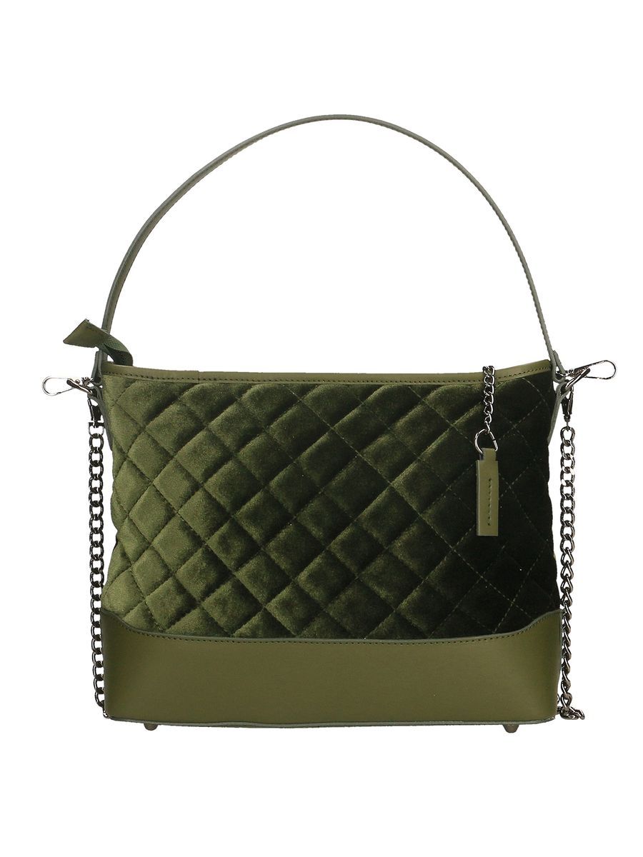 Gesteppte Samt-Hobo-Tasche