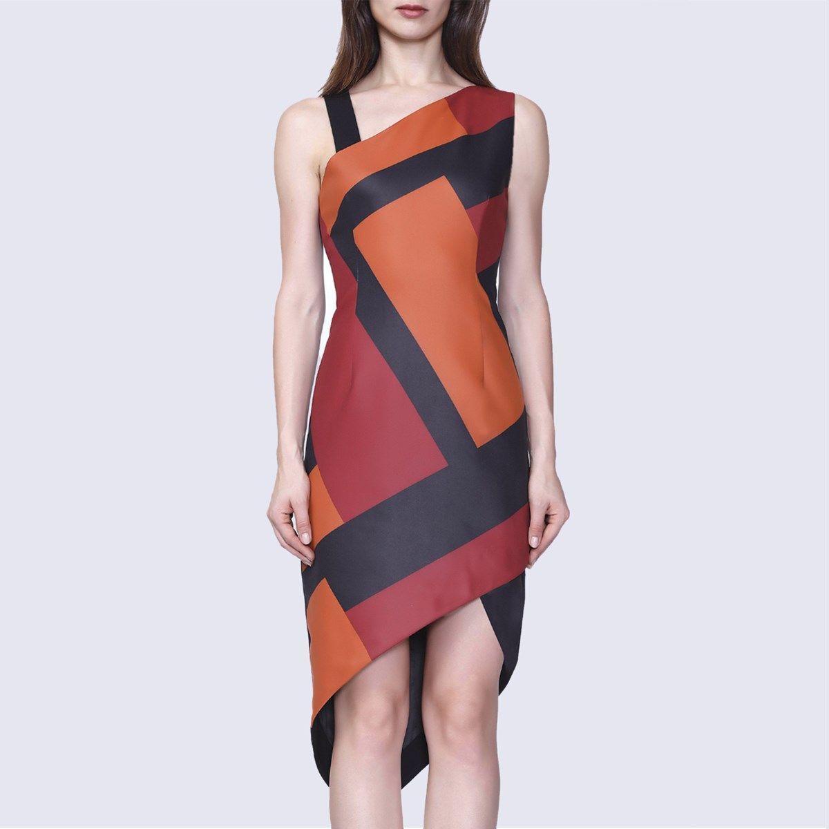 Asymmetrisches Bodycon-Kleid mit Geometrie-Print