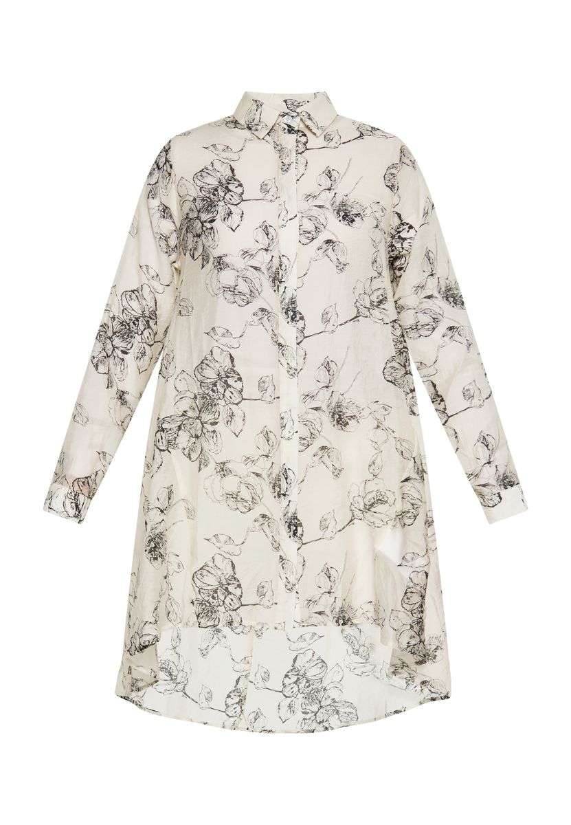 Longbluse aus Chiffon mit Blumendruck