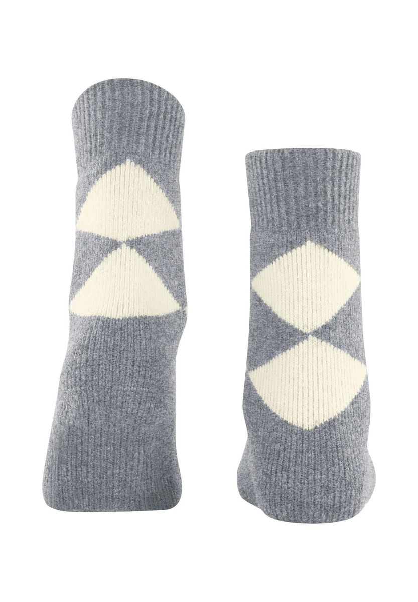 Plüsch-Wollmischsocken mit Rautenmuster