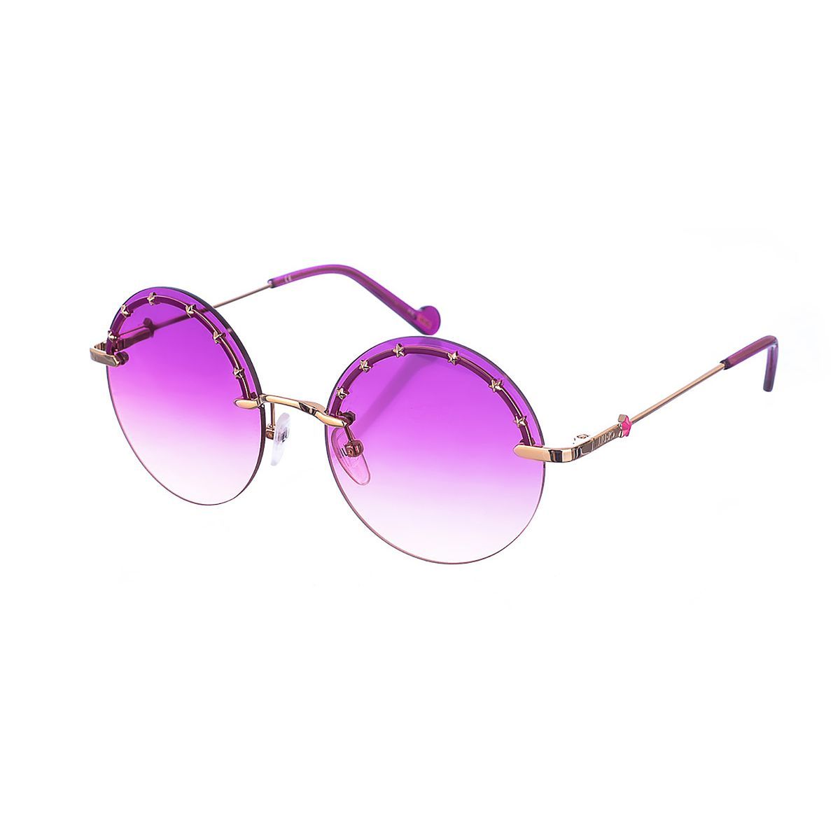 Runde randlose Sonnenbrille mit Stern-Akzenten
