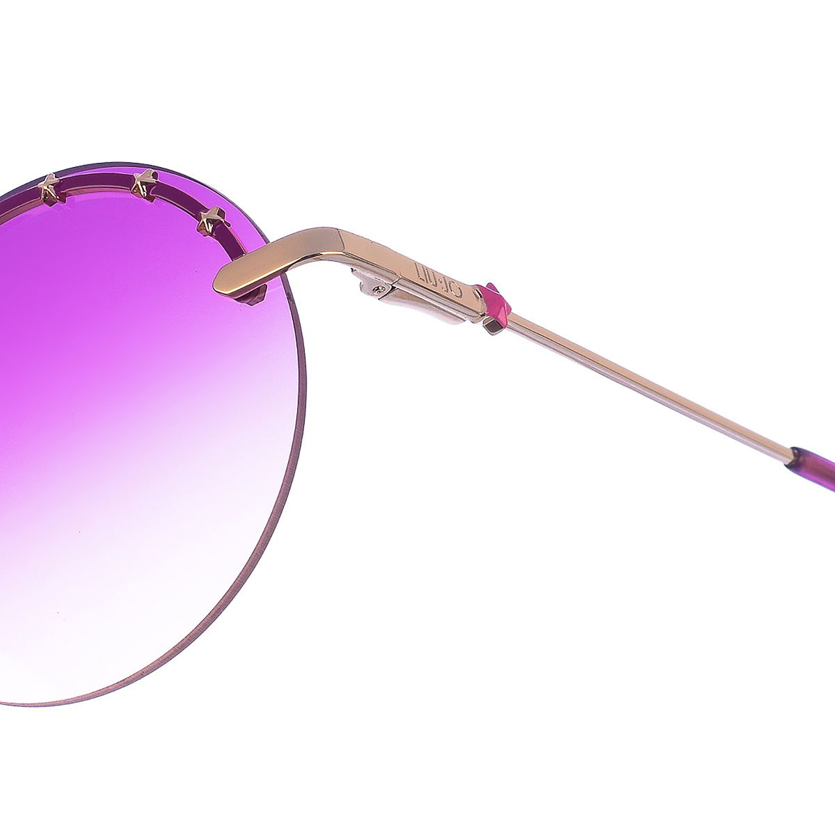 Runde randlose Sonnenbrille mit Stern-Akzenten
