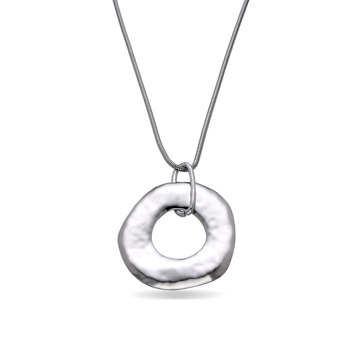 Halskette mit organischem Hammerschlag-Ring