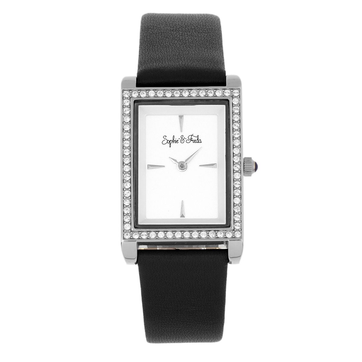 Elegante Rechteckige Uhr mit Kristallbesatz