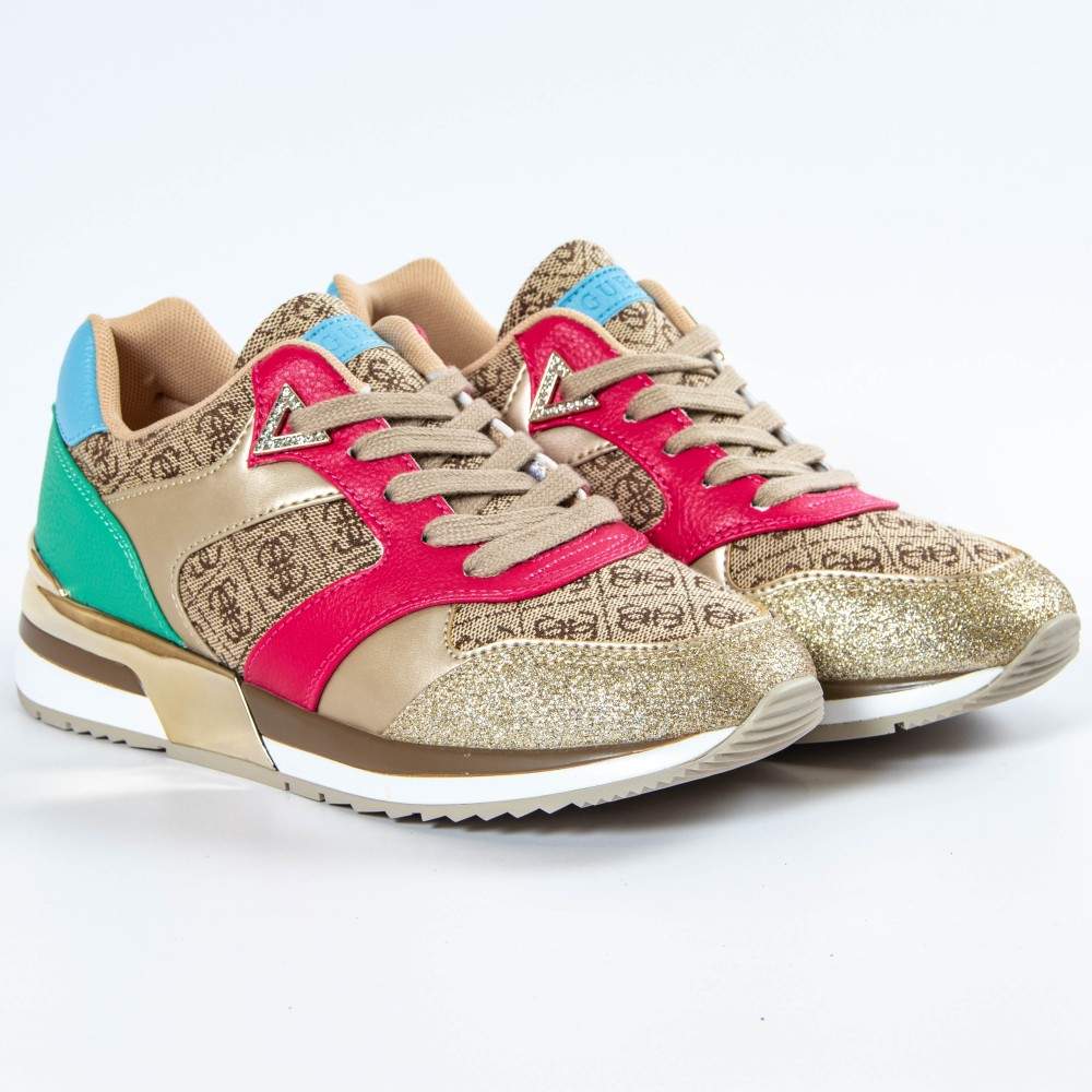 Plateau-Sneaker mit Monogramm-Muster und Glitzer