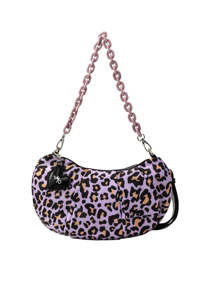 Violette Hobo-Tasche mit Leopardenmuster