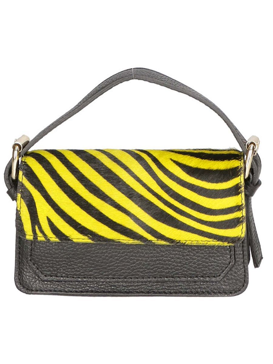 Leder-Mini-Handtasche mit Zebramuster
