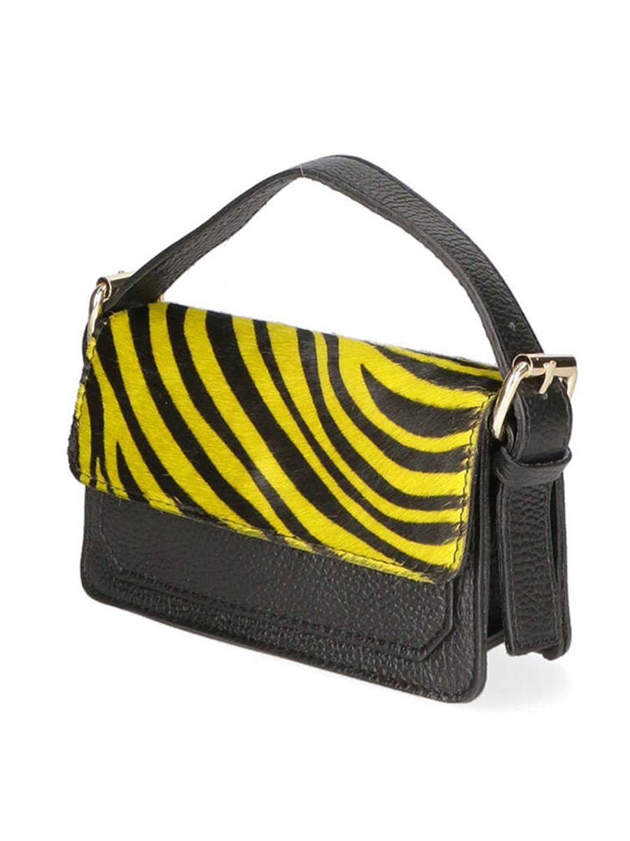 Leder-Mini-Handtasche mit Zebramuster