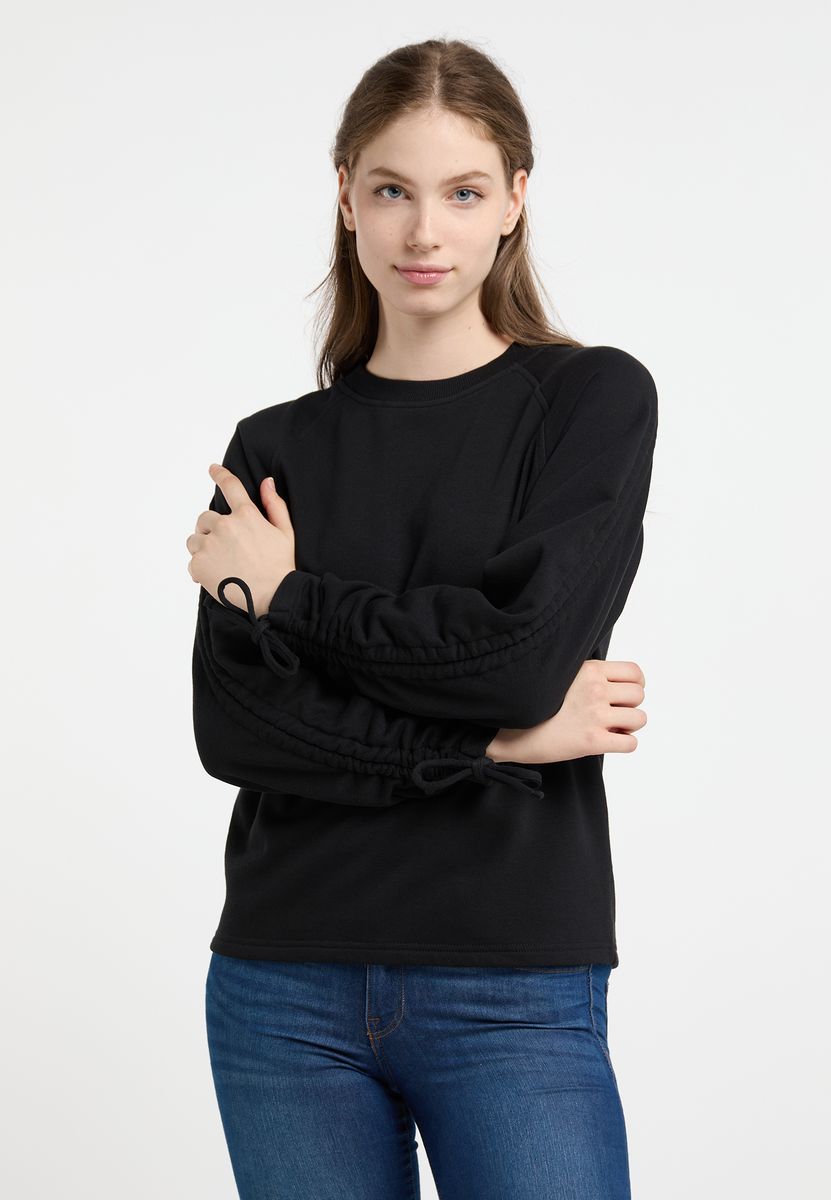 Rundhals-Sweatshirt mit Raffärmeln