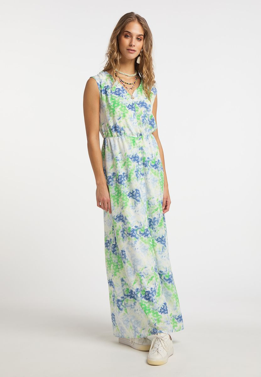 Romantisches Batik-Blumen-Maxikleid