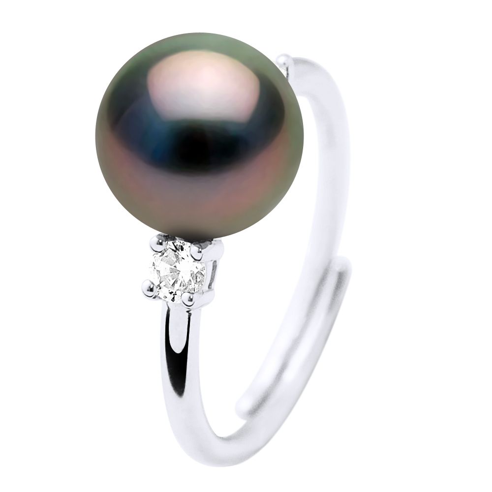 Ring mit Tahitizuchtperle und Solitär