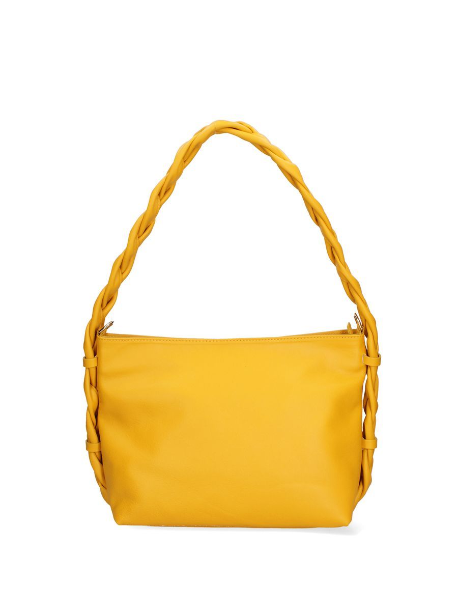 Leder-Schultertasche mit geflochtenem Henkel