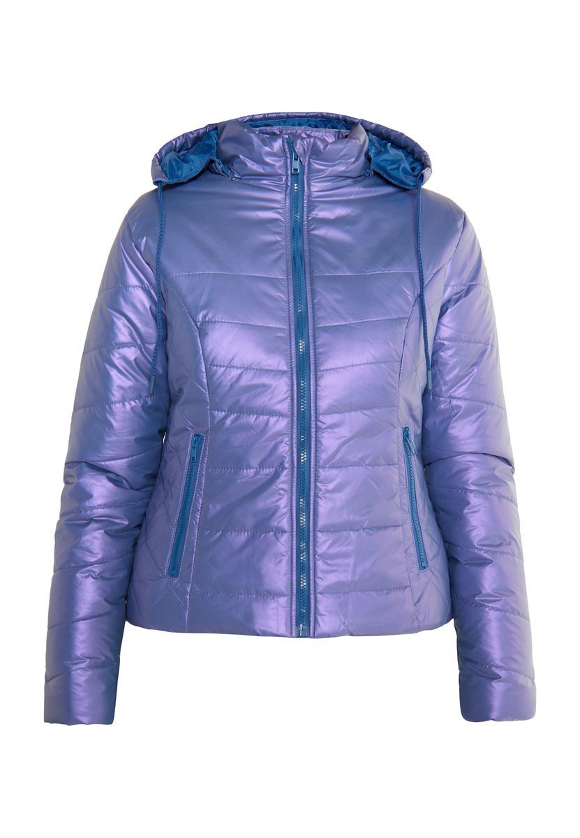 Schimmernde gesteppte Winterjacke mit Kapuze