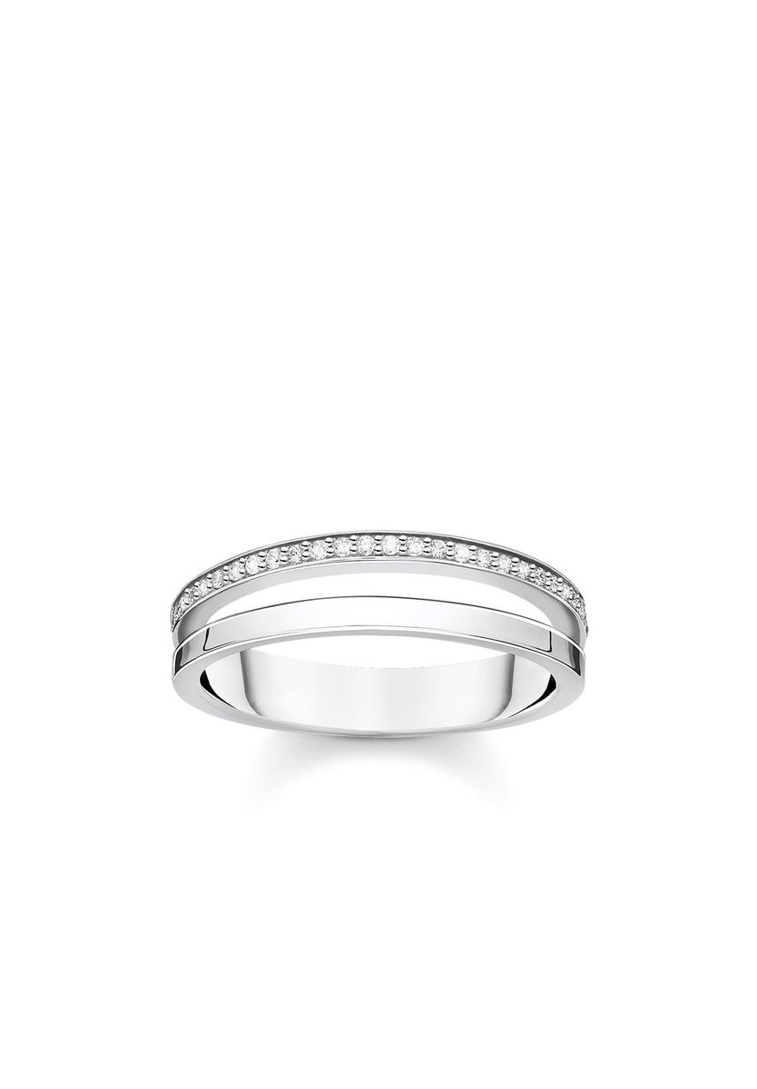 Doppelreihiger Ring mit Zirkonia-Steinen