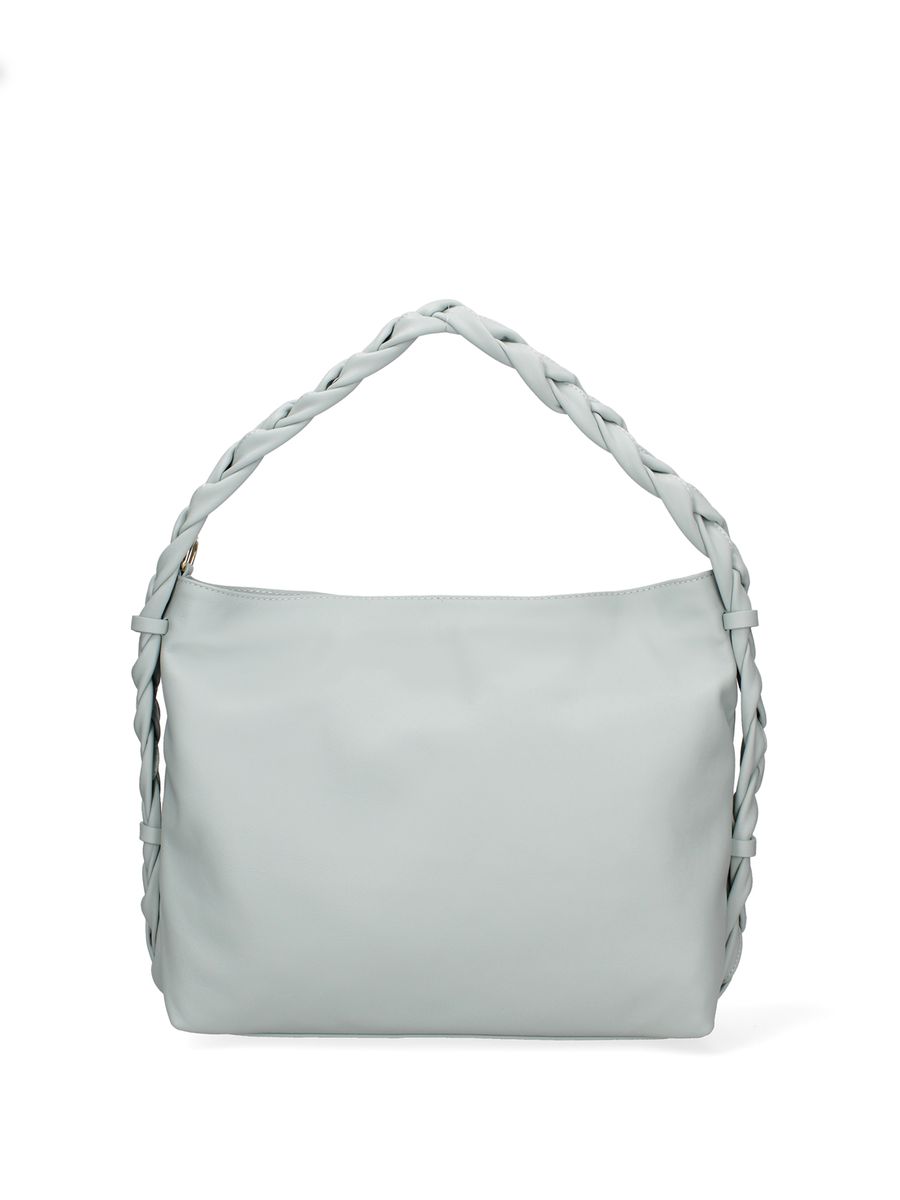 Lederschultertasche mit geflochtenem Henkel
