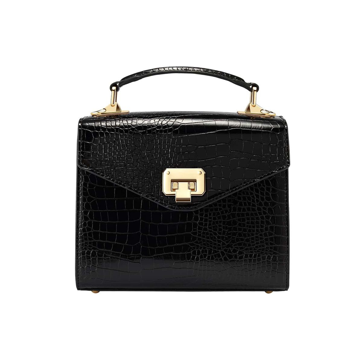 Elegante Henkeltasche in Kroko-Optik