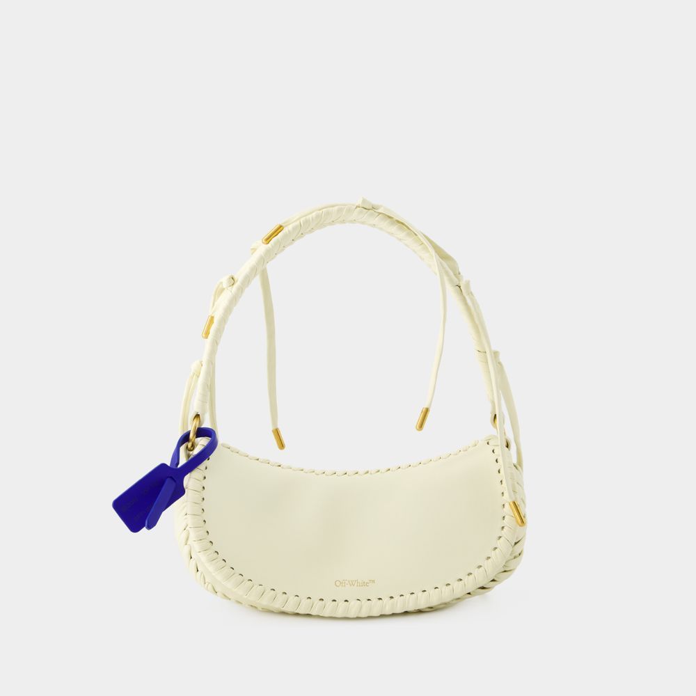Geflochtene Leder-Schultertasche in Halbmondform