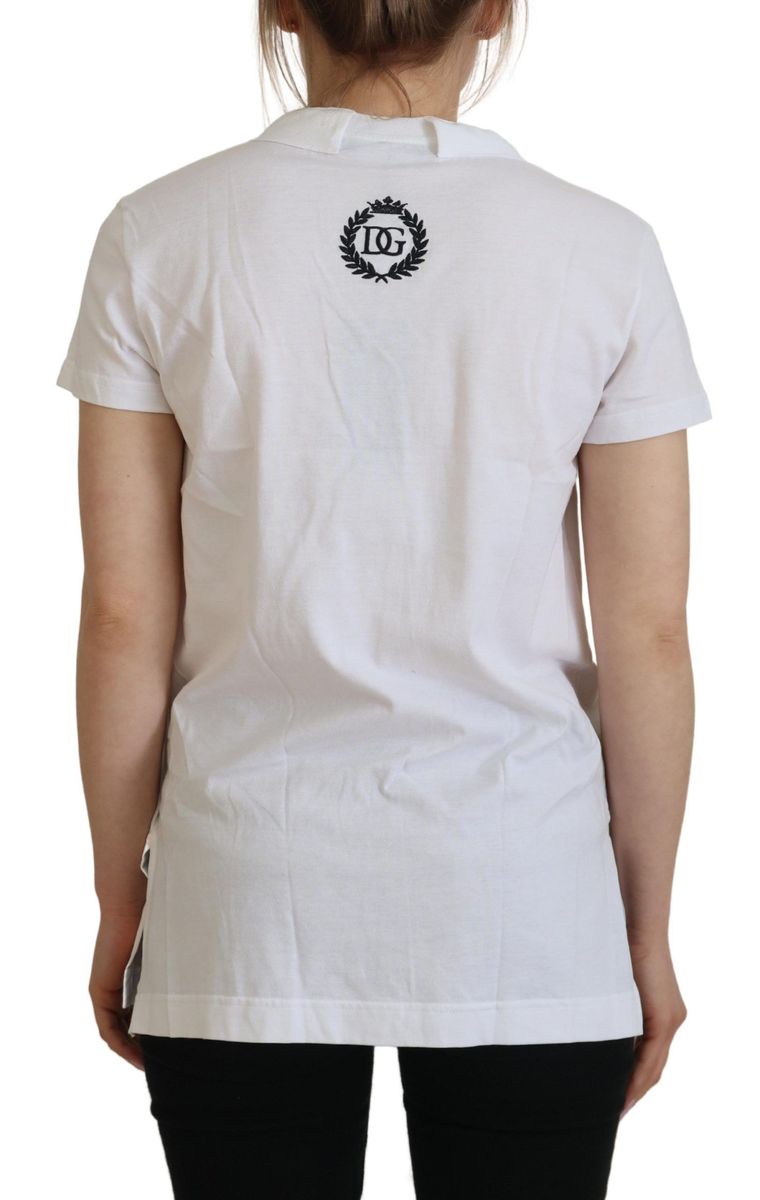 Baumwoll-T-Shirt mit V-Ausschnitt und Logodetail