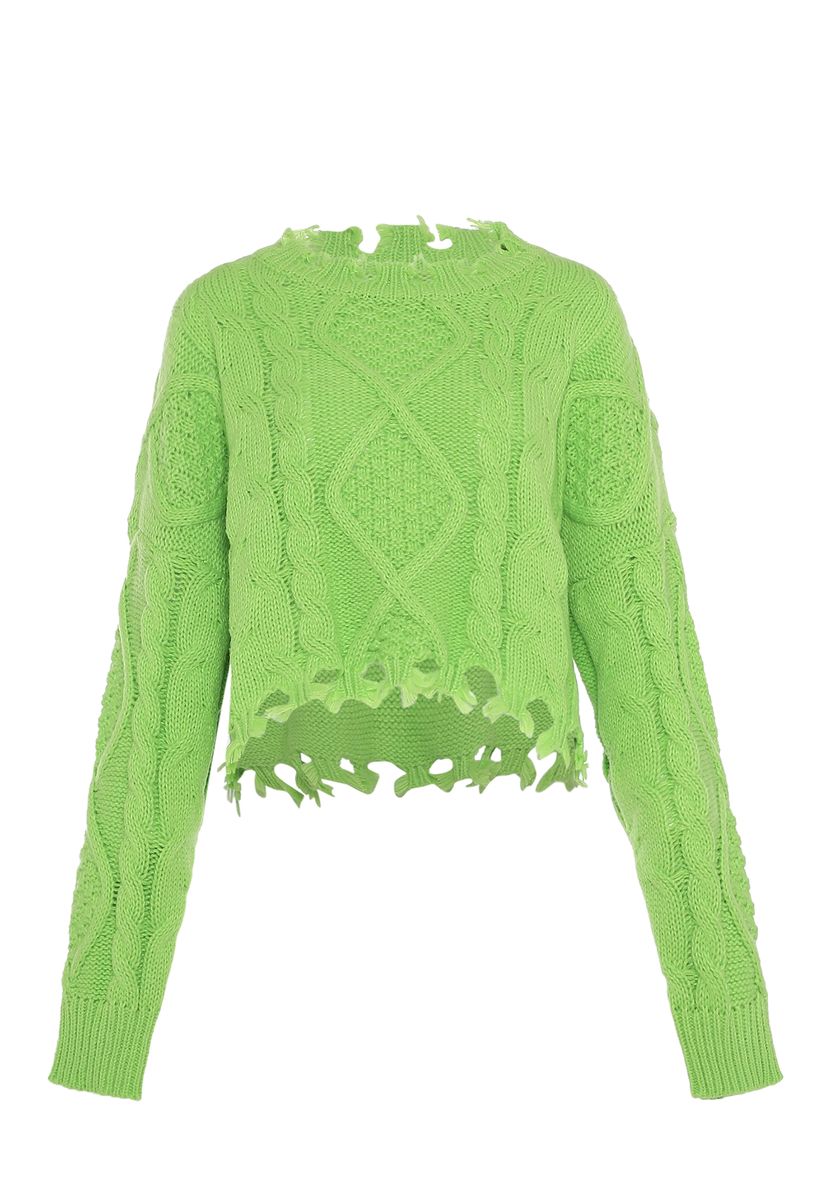 Verkürzter Strickpullover im Distressed-Look