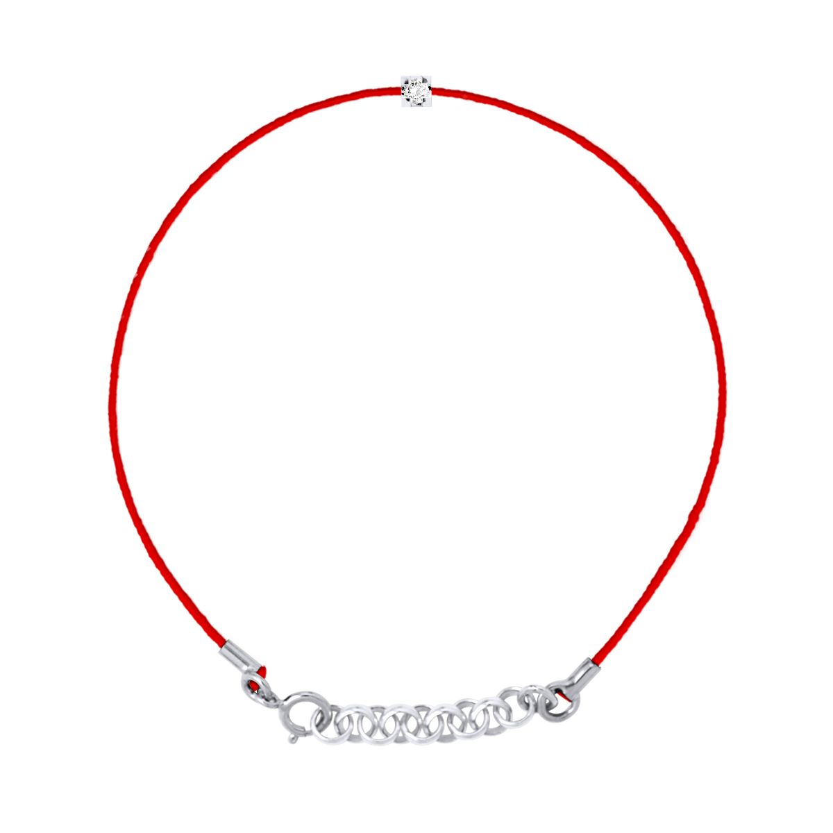 Minimalistisches rotes Kordelarmband mit Diamant