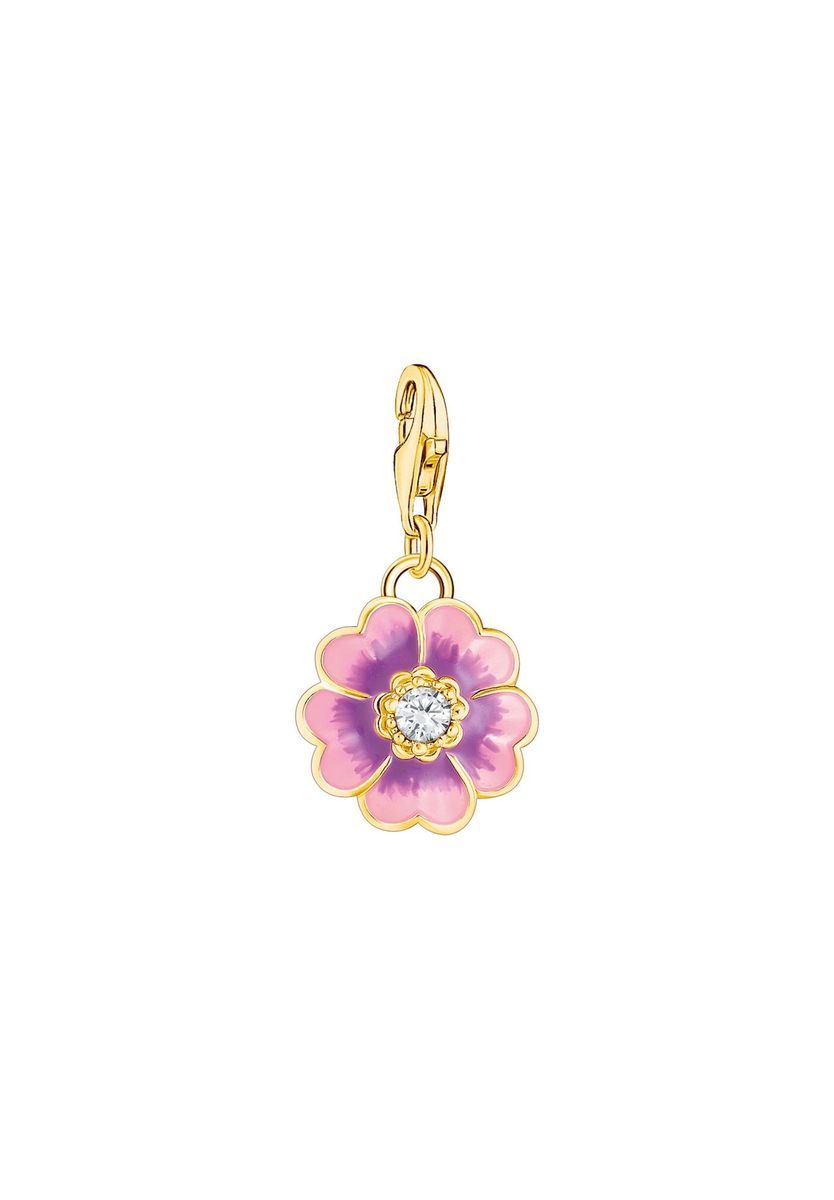 Emaillierter Gold-Blüten Charm Anhänger