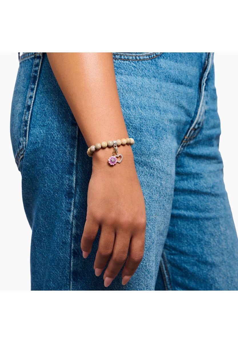 Emaillierter Gold-Blüten Charm Anhänger