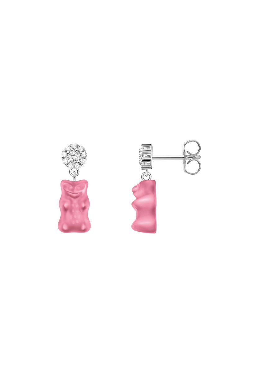 Funkelnde pinkfarbene Goldbären Ohrstecker