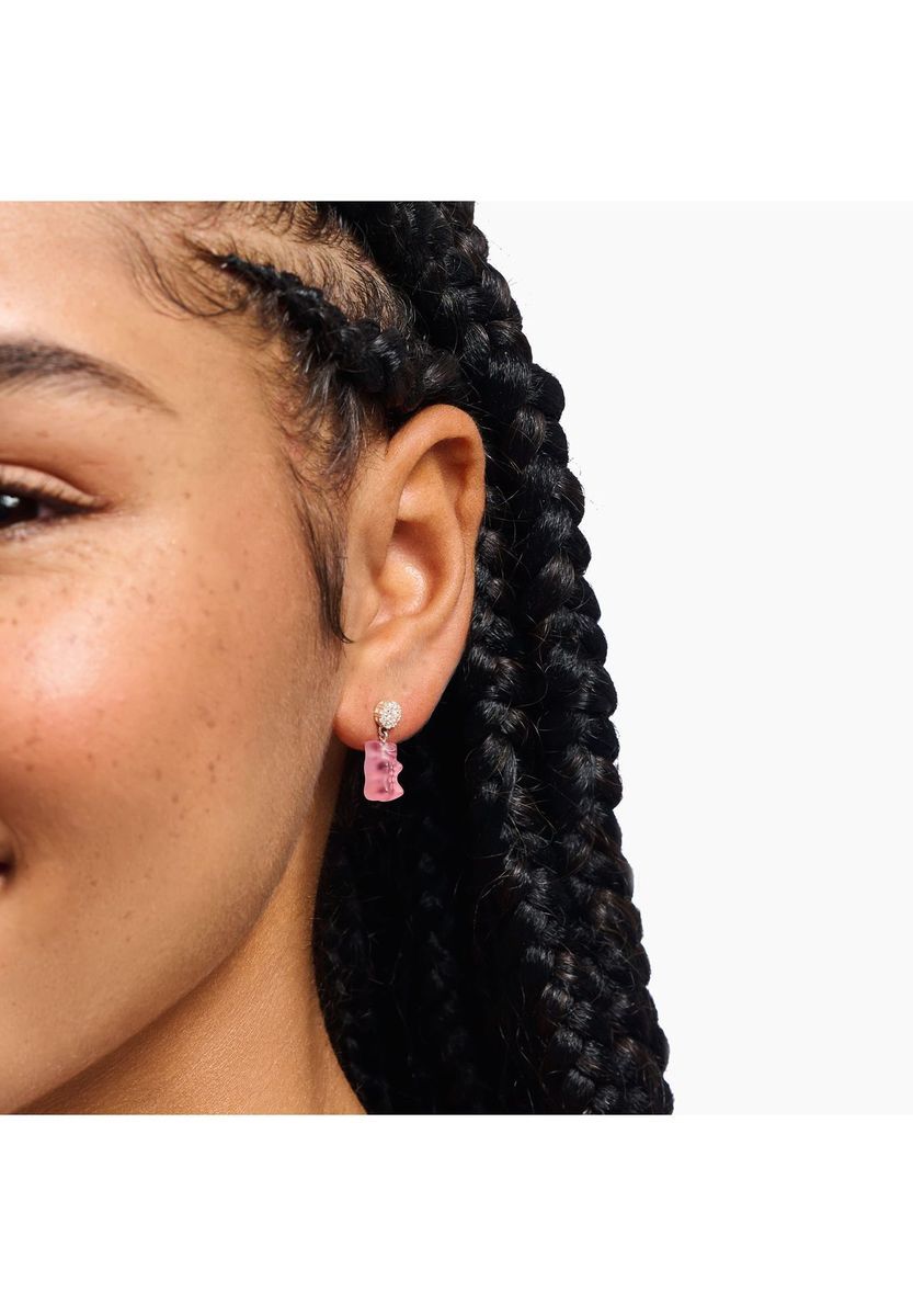 Funkelnde pinkfarbene Goldbären Ohrstecker