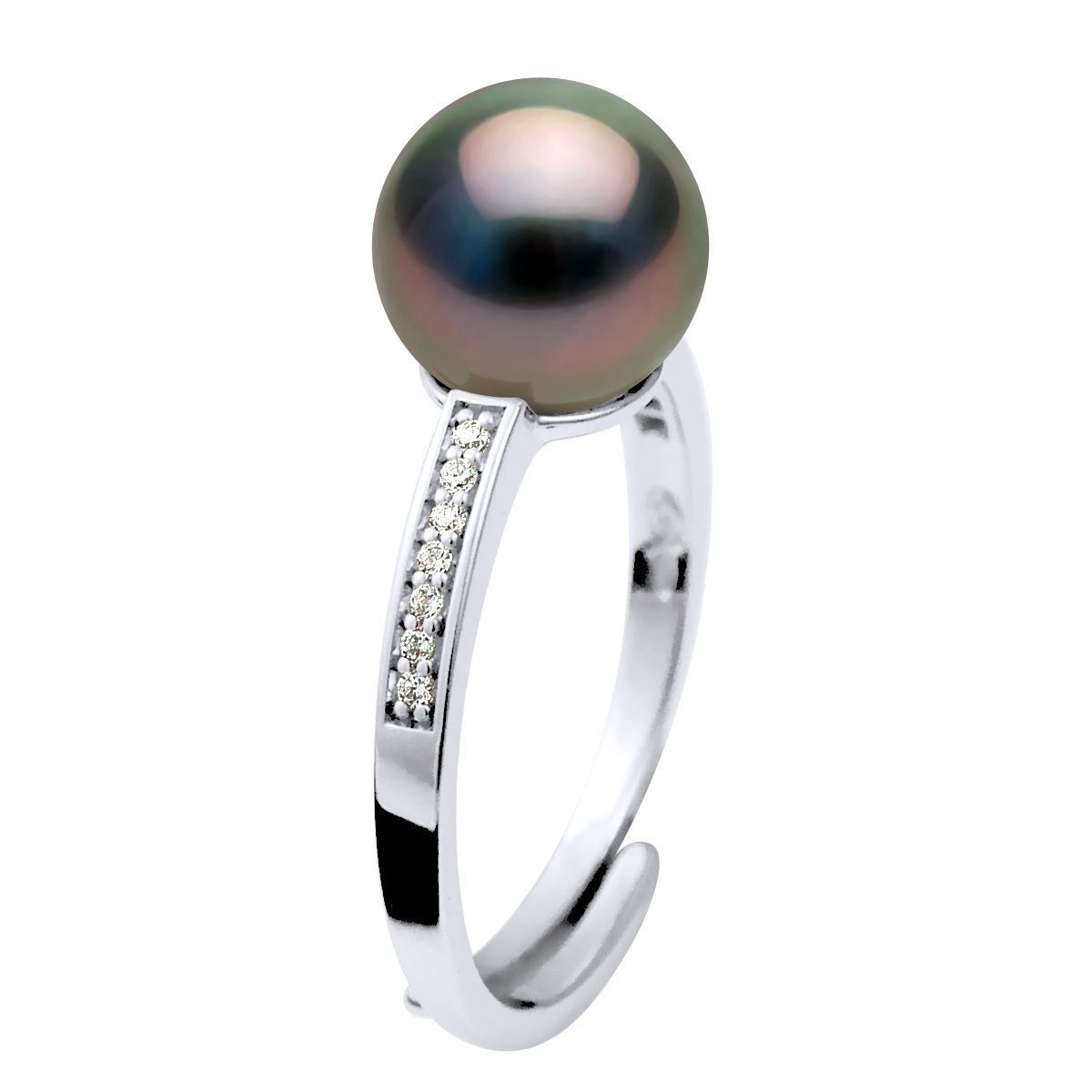 Eleganter Tahiti-Perlenring aus Silber