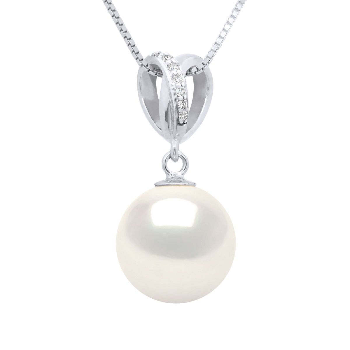 Perlenanhänger mit Doppelknoten und Diamanten