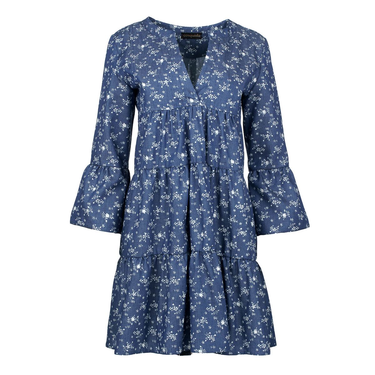 Gestuftes Mini-Kleid mit Blumenmuster