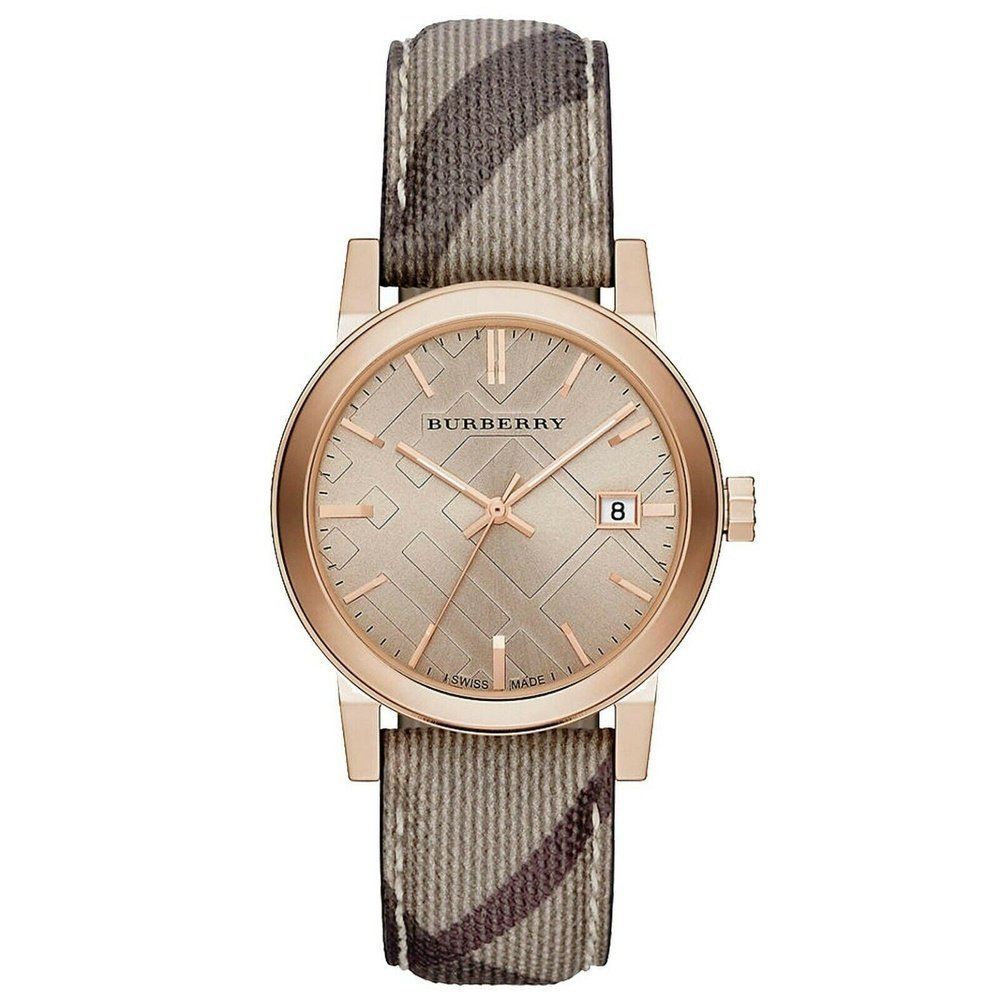 Roségoldene Uhr mit Signature-Karomuster