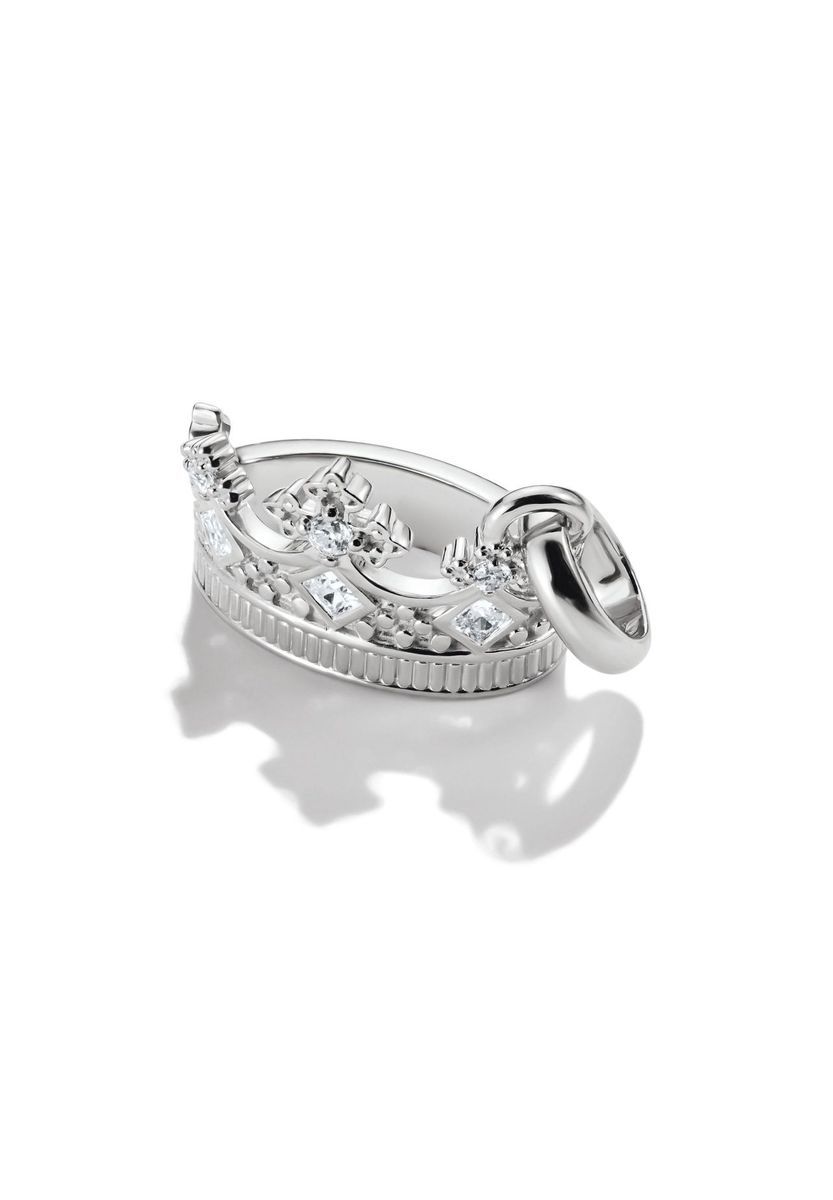Funkelnder Kronen-Charm aus Silber