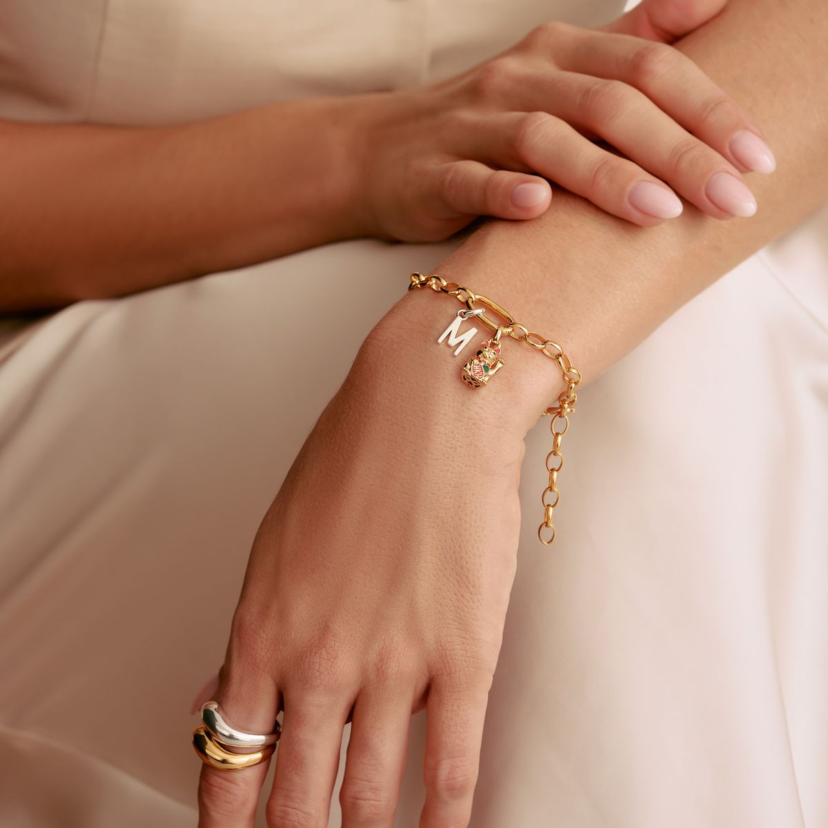 Vergoldetes Charm-Armband mit Connect-Link