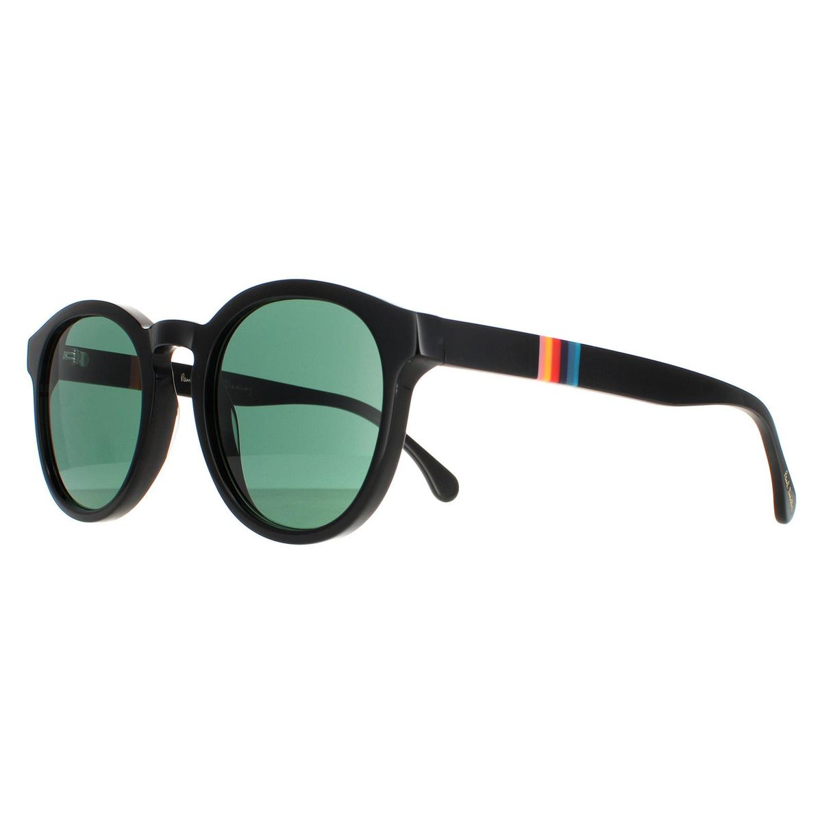 Runde Acetat-Sonnenbrille mit gestreiften Bügeln