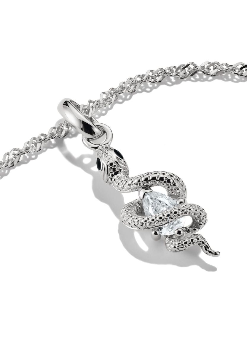 Schlangen-Charm mit Zirkonia-Tropfen