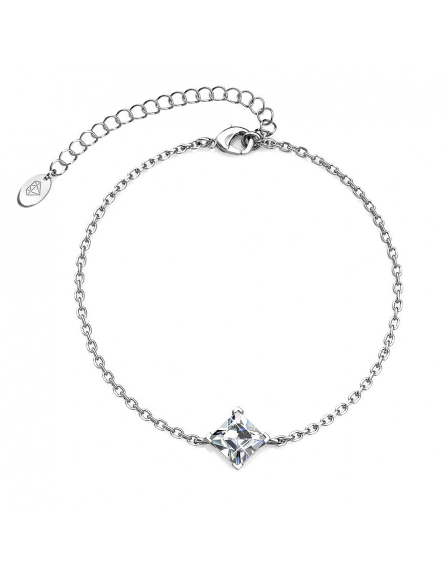 Zartes Gliederketten-Armband mit Kristallsolitär