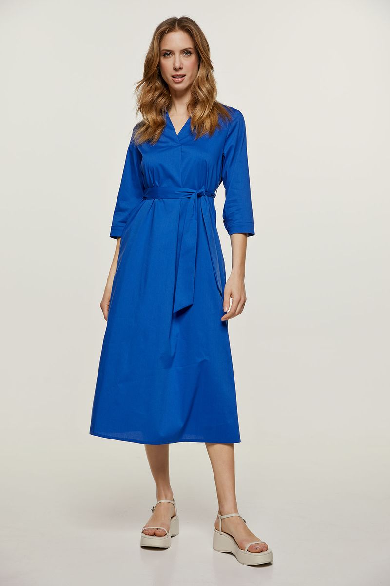 Midikleid aus Popeline mit Gürtel