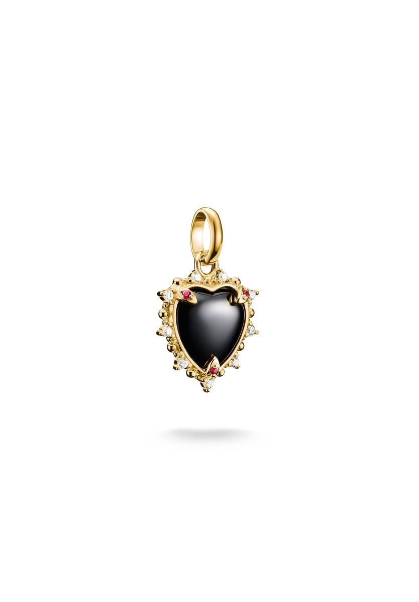 Vintage Herz-Charm mit schwarzem Stein