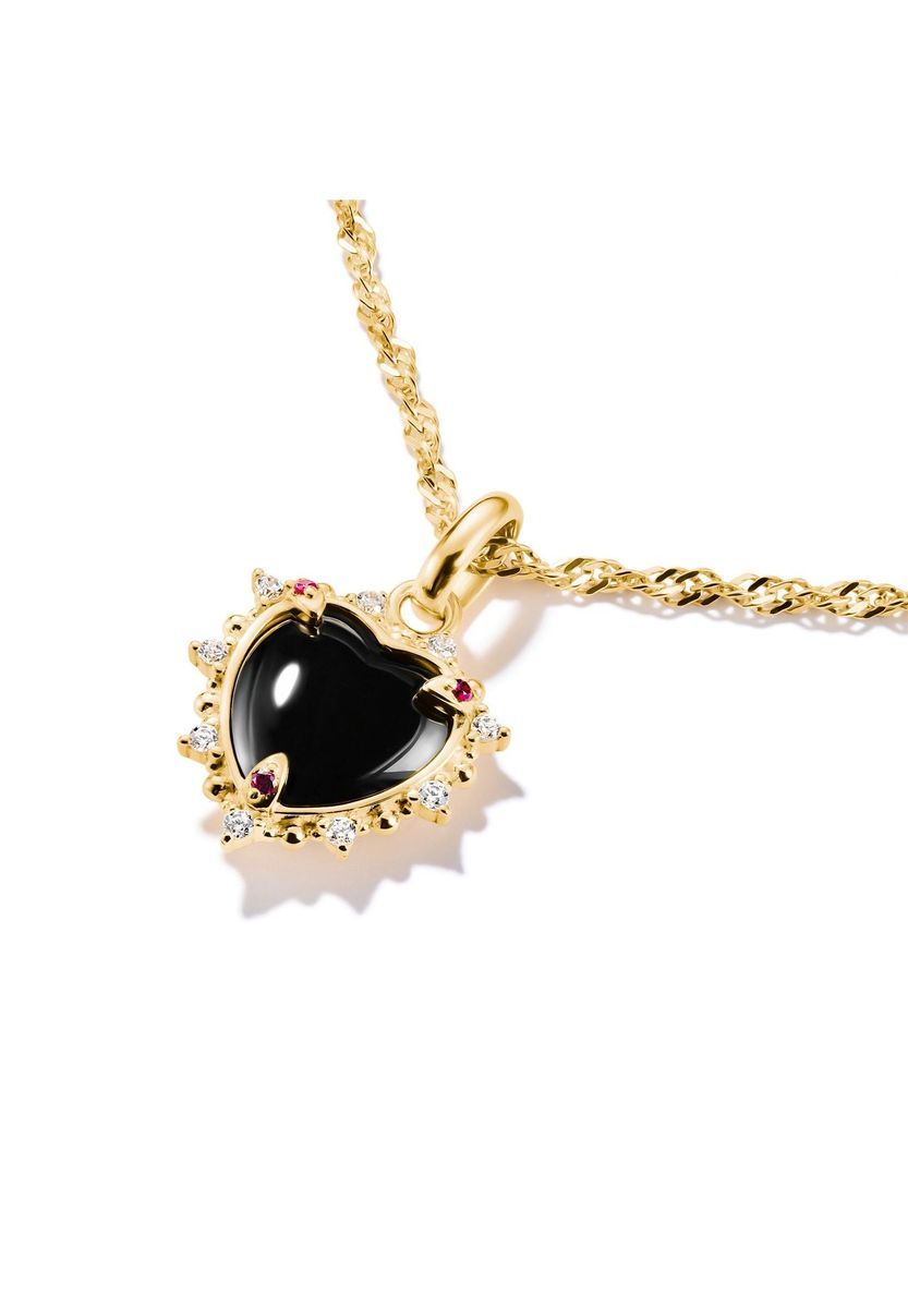 Vintage Herz-Charm mit schwarzem Stein