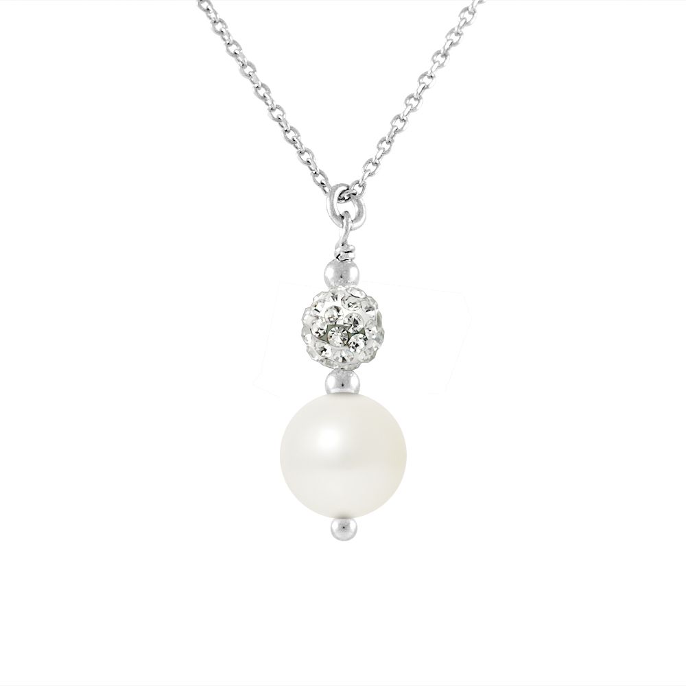 Elegante Perlen-Y-Halskette mit Kristallen