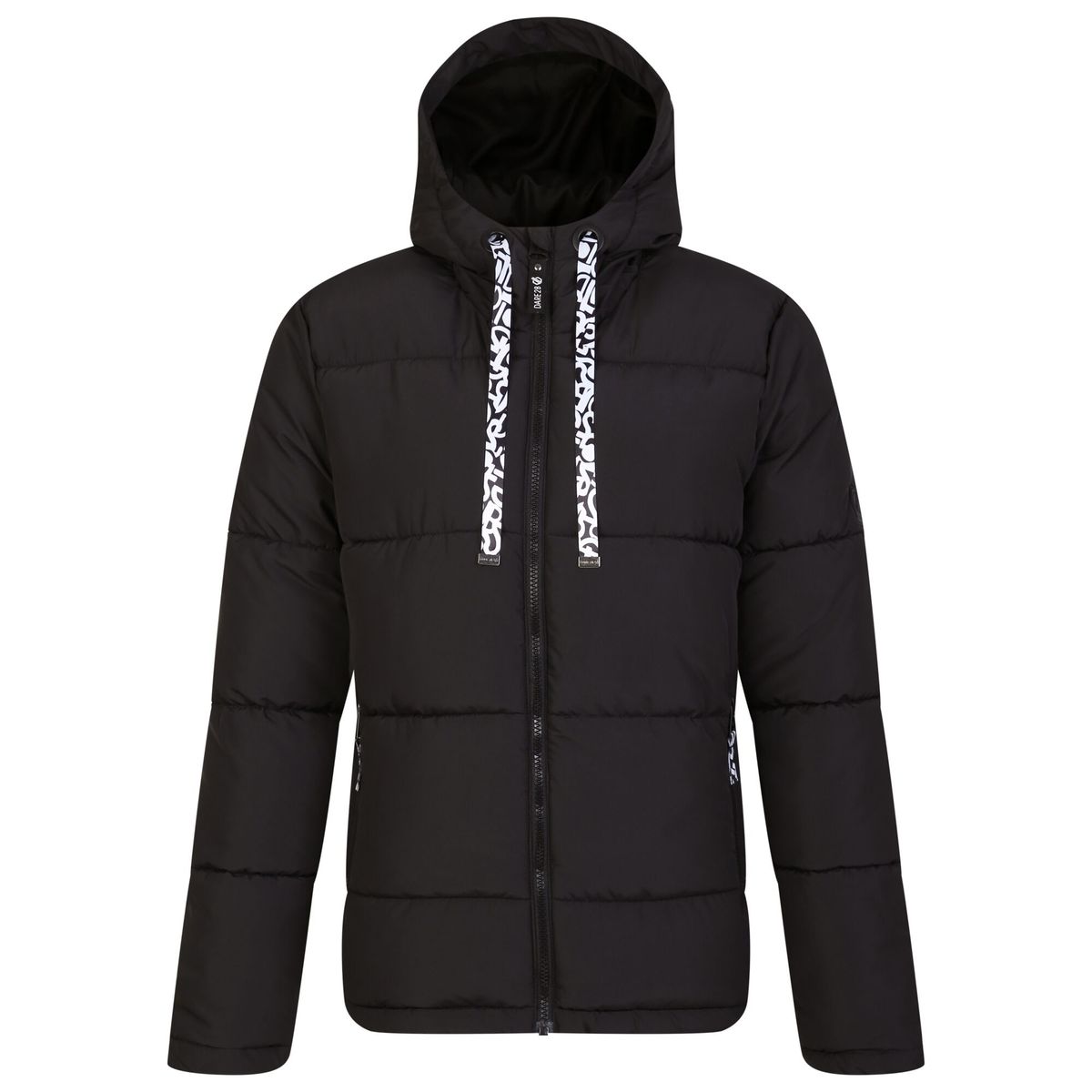 Gesteppte Pufferjacke mit Graffiti-Kordelzug