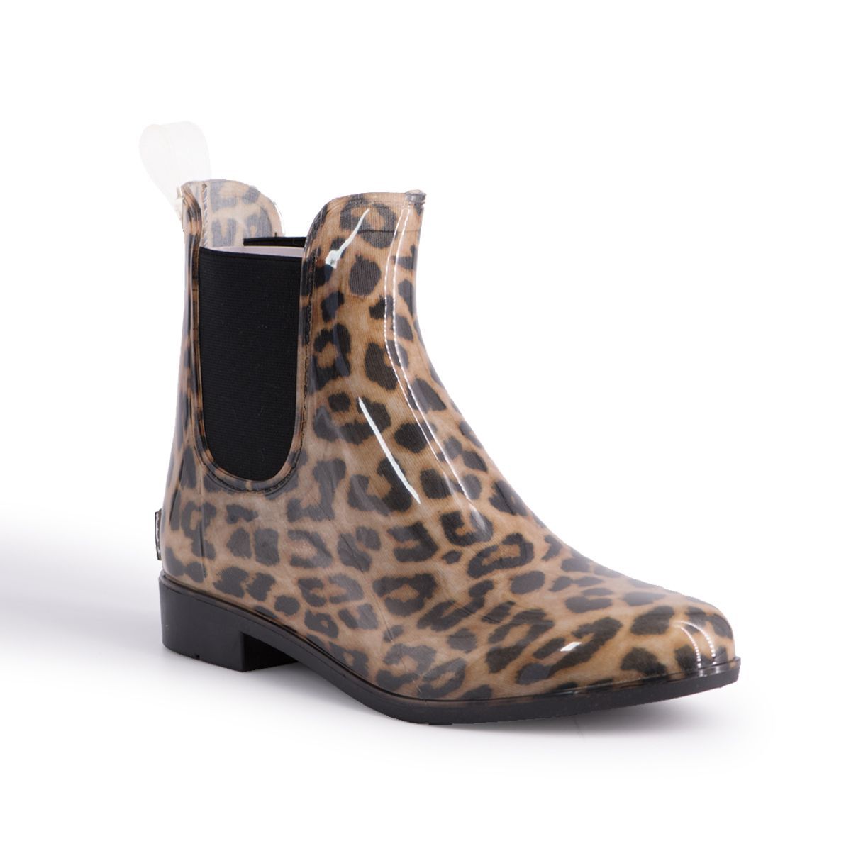 Chelsea-Regenstiefel mit Leopardenmuster
