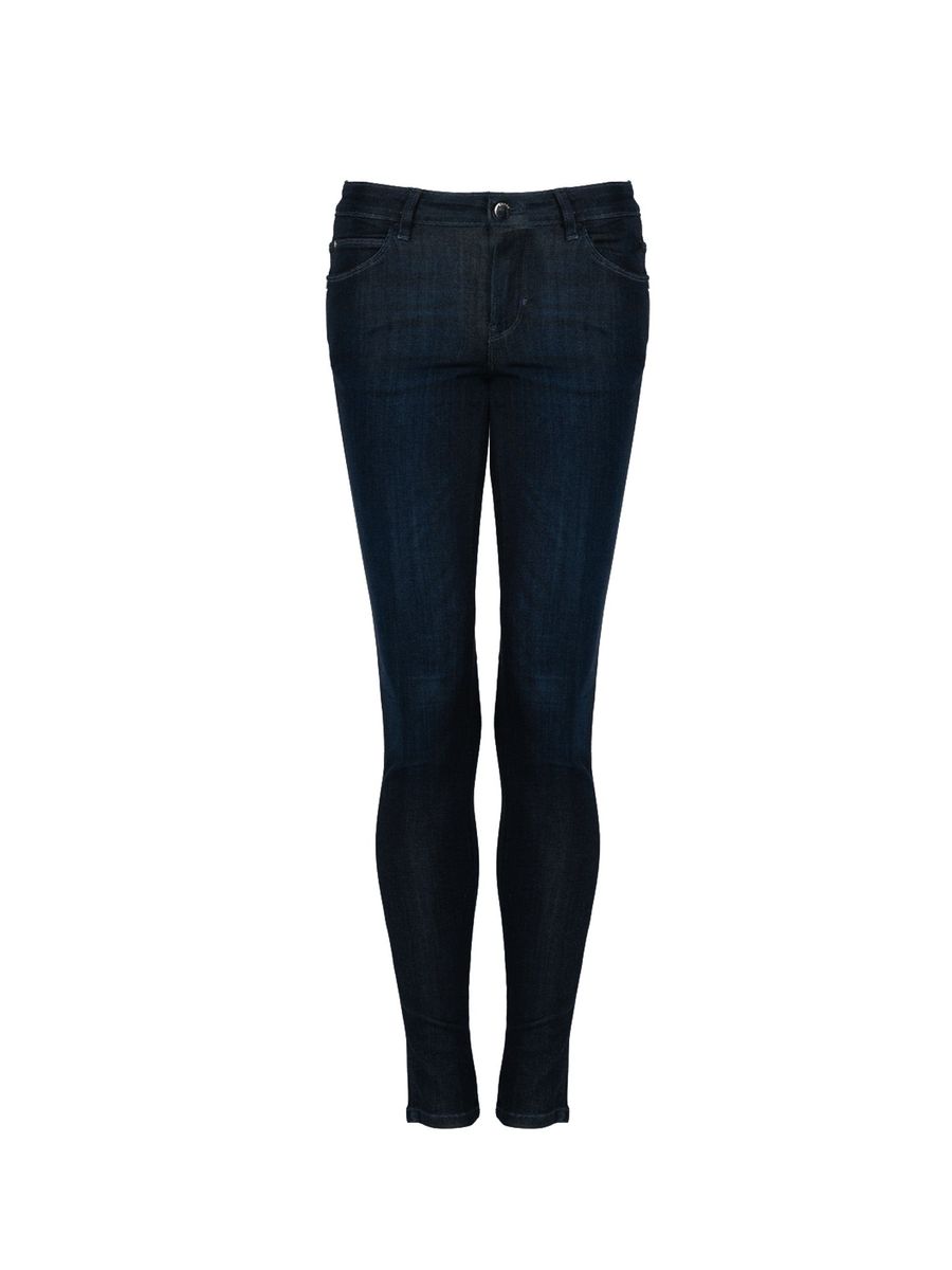 Dunkelblaue Skinny Mid-Rise Jeans