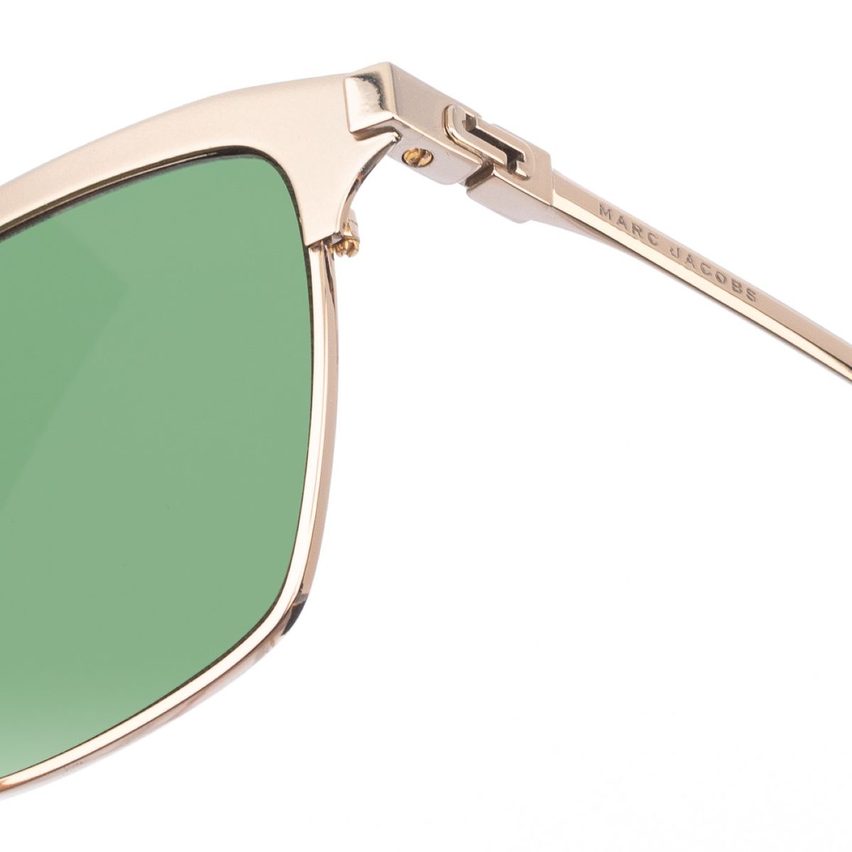 Eckige Metall-Sonnenbrille mit grünen Gläsern